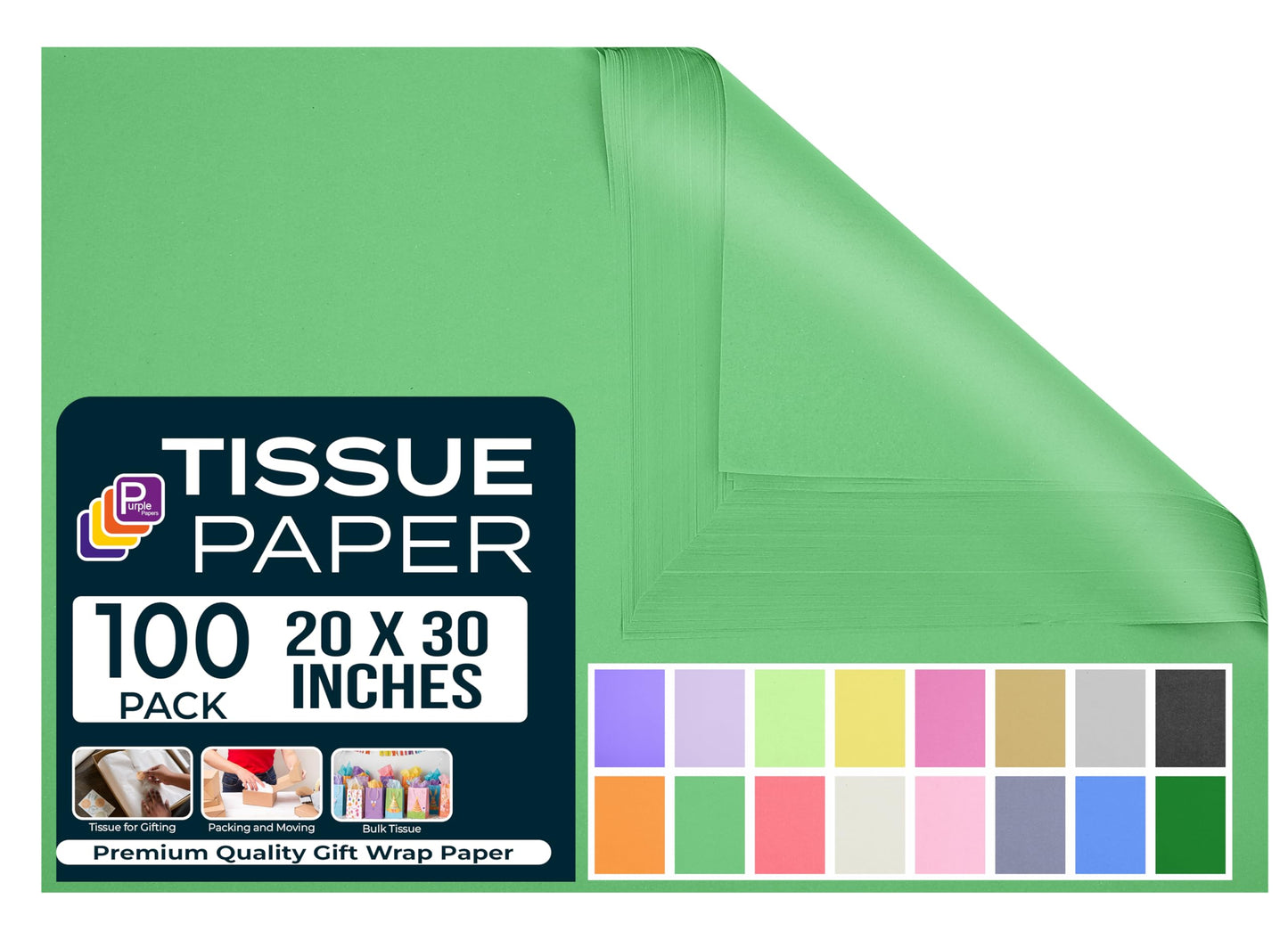 Black Tissue Paper for Gift Bags - 15"x20" Sheets (Pack of 100) - Bulk Black Tissue Paper Sheets for Wrapping, Crafting, and Gift Wrapping