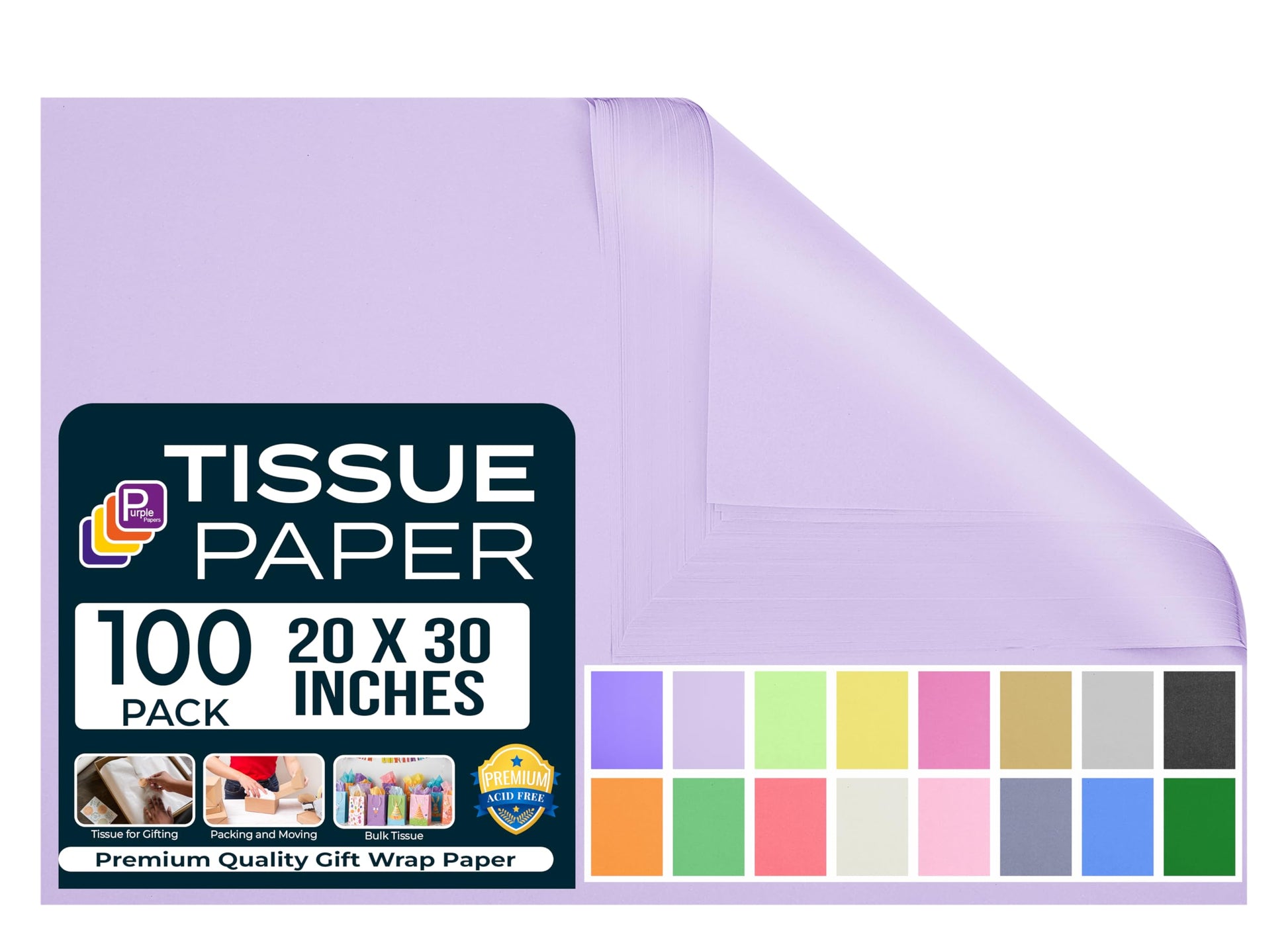 Black Tissue Paper for Gift Bags - 15"x20" Sheets (Pack of 100) - Bulk Black Tissue Paper Sheets for Wrapping, Crafting, and Gift Wrapping