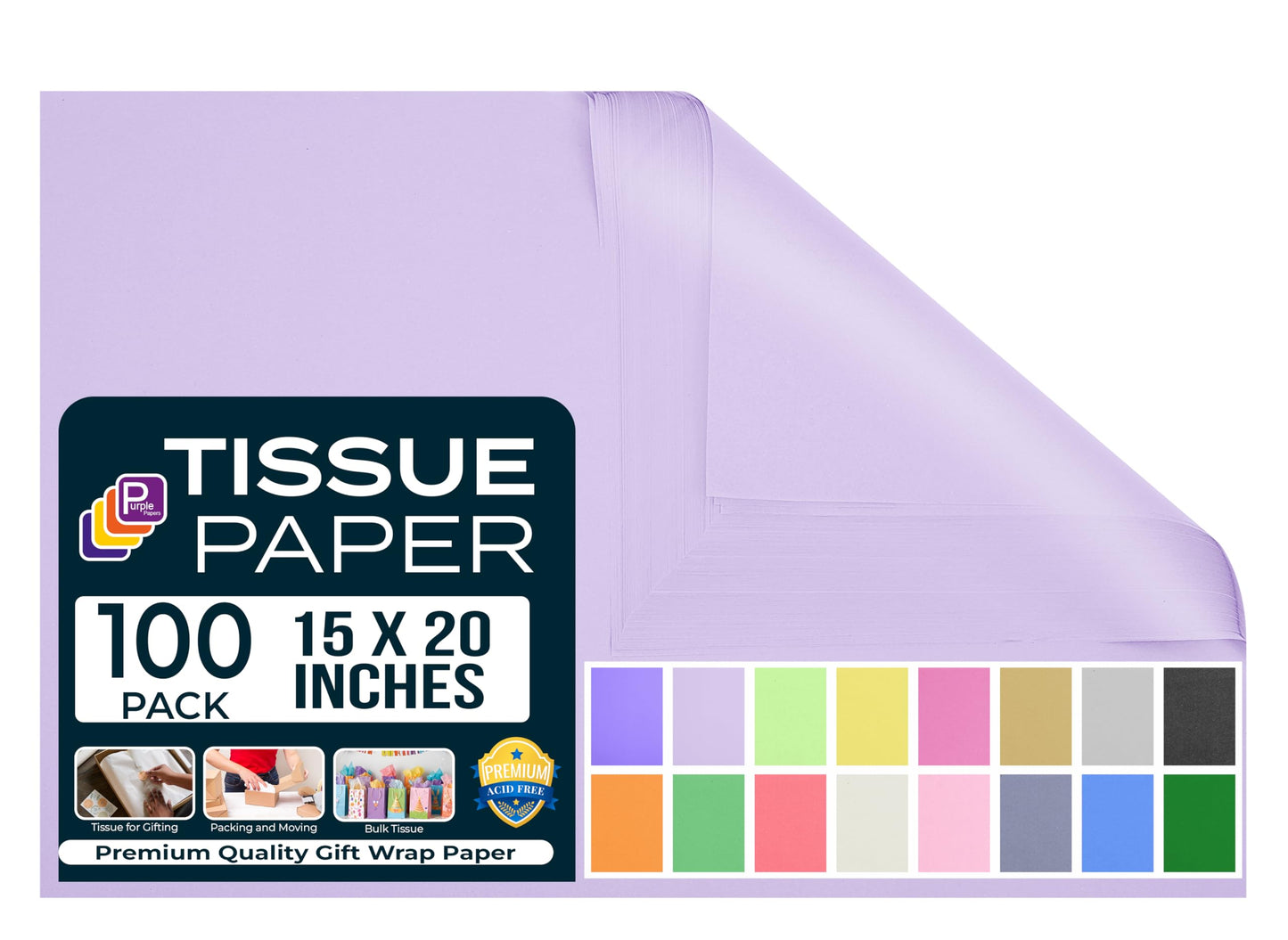 Black Tissue Paper for Gift Bags - 15"x20" Sheets (Pack of 100) - Bulk Black Tissue Paper Sheets for Wrapping, Crafting, and Gift Wrapping