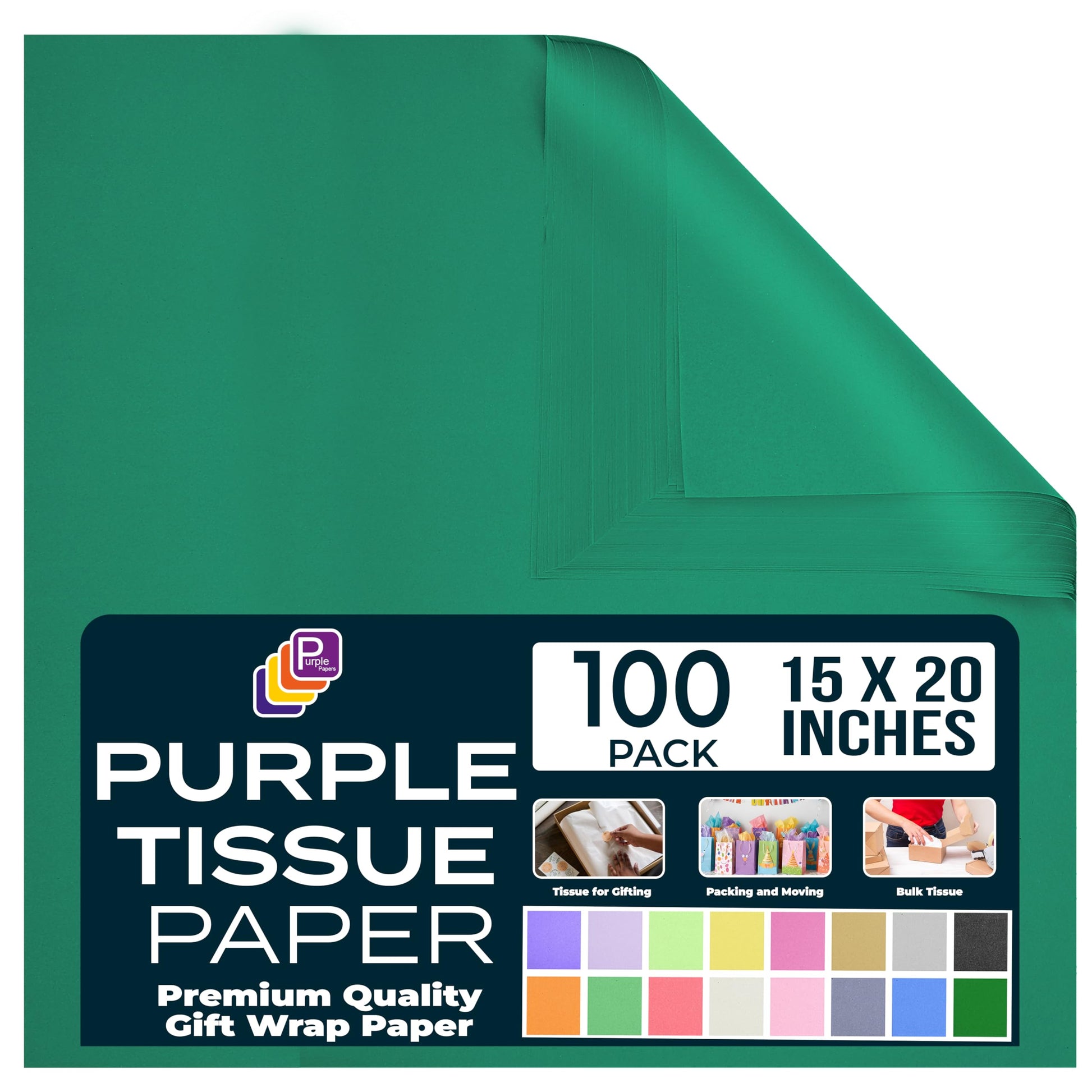 Black Tissue Paper for Gift Bags - 15"x20" Sheets (Pack of 100) - Bulk Black Tissue Paper Sheets for Wrapping, Crafting, and Gift Wrapping