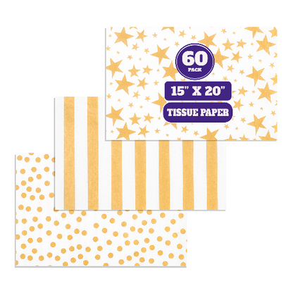 Gold Tissue Paper White Tissue Paper Holiday Tissue Paper Polka Dot Star Stripe Gift Tissue Paper for Gift Bags