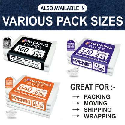 white packing paper for moving paper sheets